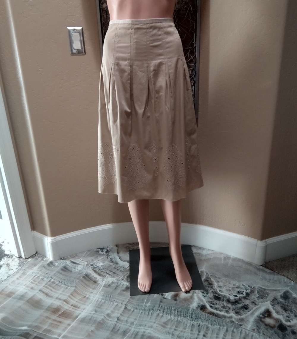 Jones New York Signature A-Line pleated Eyelet Midi Skirt